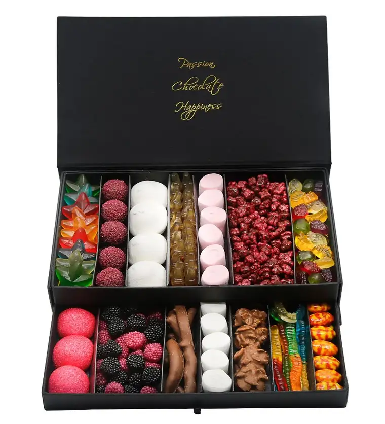 2 Katlı Siyah Gurme Jelly&Çikolata Büyük Kutu V3 - Diyarbakır çiçek siparişi