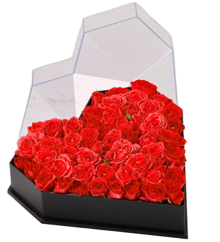 Love Box - Kalp Kutuda Kırmızı Mini Gül Tasarım - Mardin çiçek siparişi