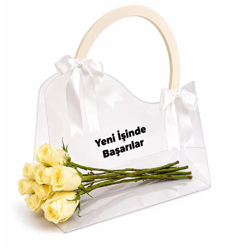 Şeffaf Çantada Beyaz Gül Buketi - Adana çiçek siparişi